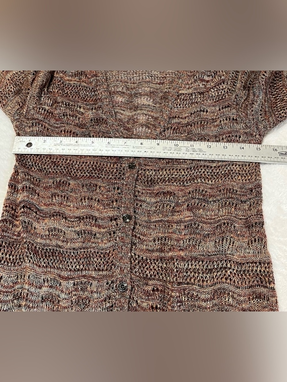 Monroe & Main Brown Women's Size S Open Knit Maxi Cardigan Duster Boho Earthy - Picture 5 of 11
